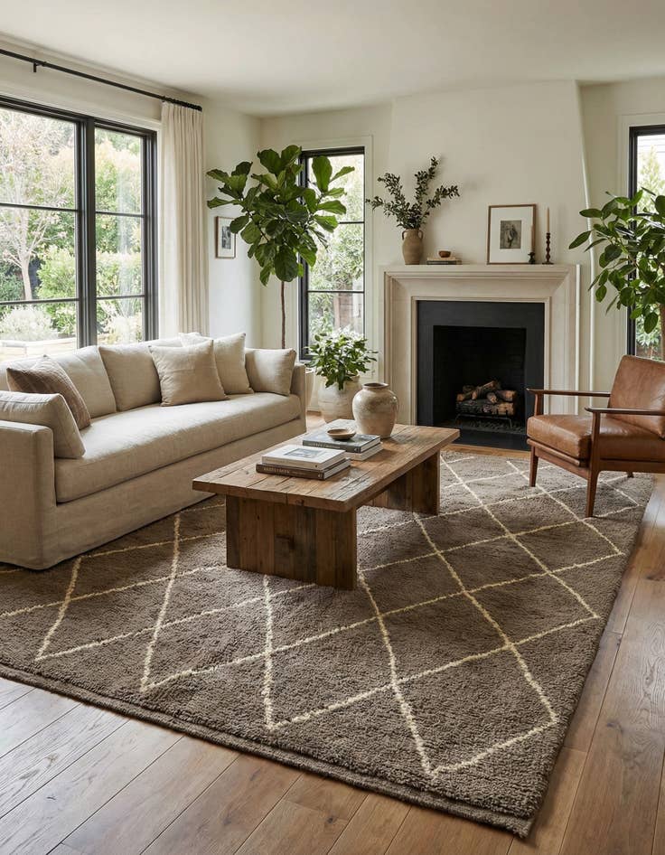 Detail image of  6' 10 x 9' 2  Hand Knotted Moroccan Wool Rug