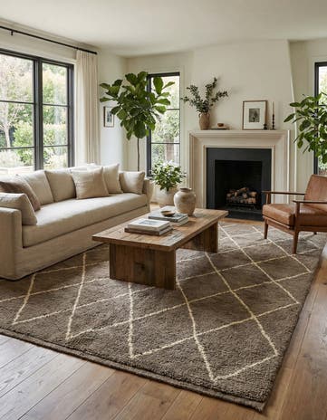 6' 10 x 9' 2 Hand Knotted Moroccan Wool Rug