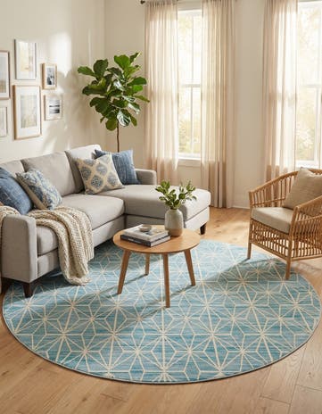 Jill Zarin Blue Uptown Fifth Avenue Round Rug