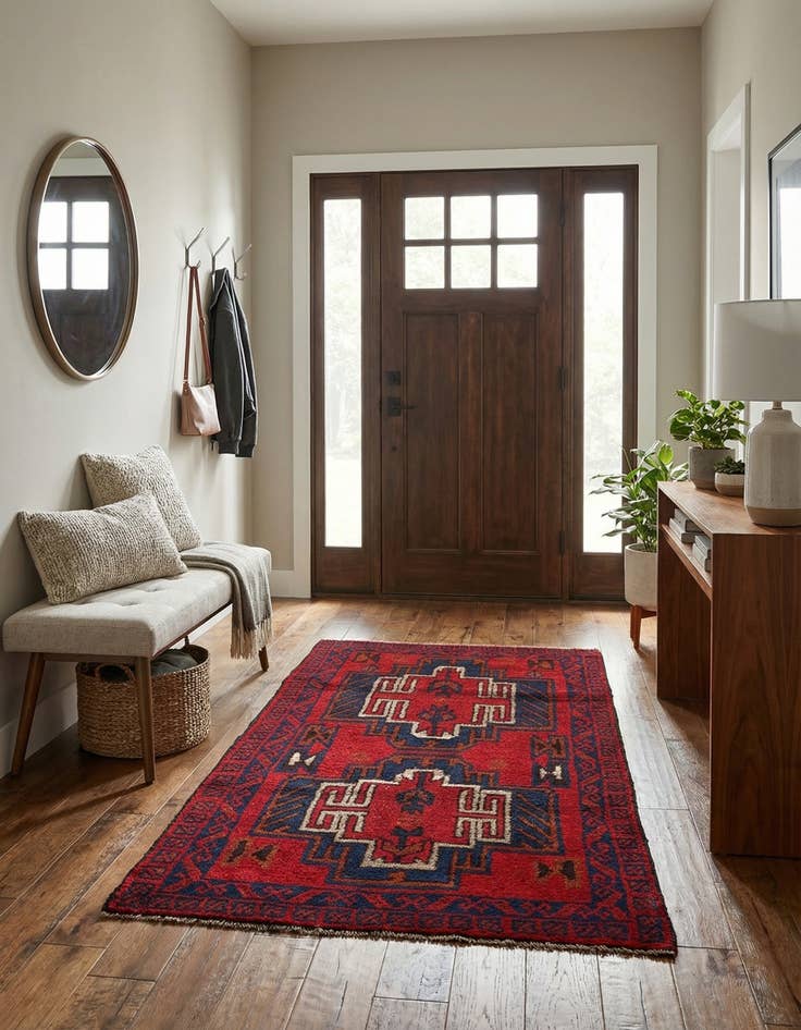 Detail image of  2' 10 x 4' 7  Hand Knotted Balouch Persian Wool Rug