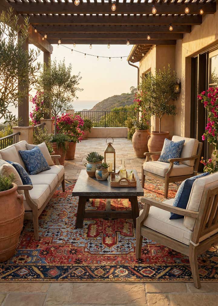 10' x 10' Easy-Clean Traditional Indoor / Outdoor Square Rug