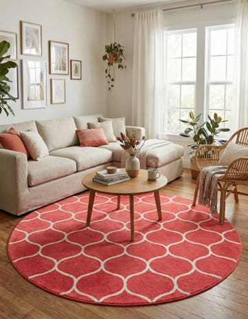 8' x 8' Lattice Frieze Round Rug