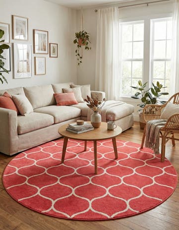 8' x 8' Lattice Frieze Round Rug