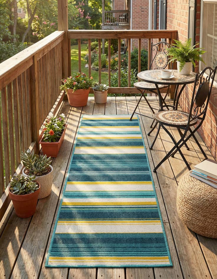Detail image of 2' x 6'  Washable Border Indoor / Outdoor Runner Rug