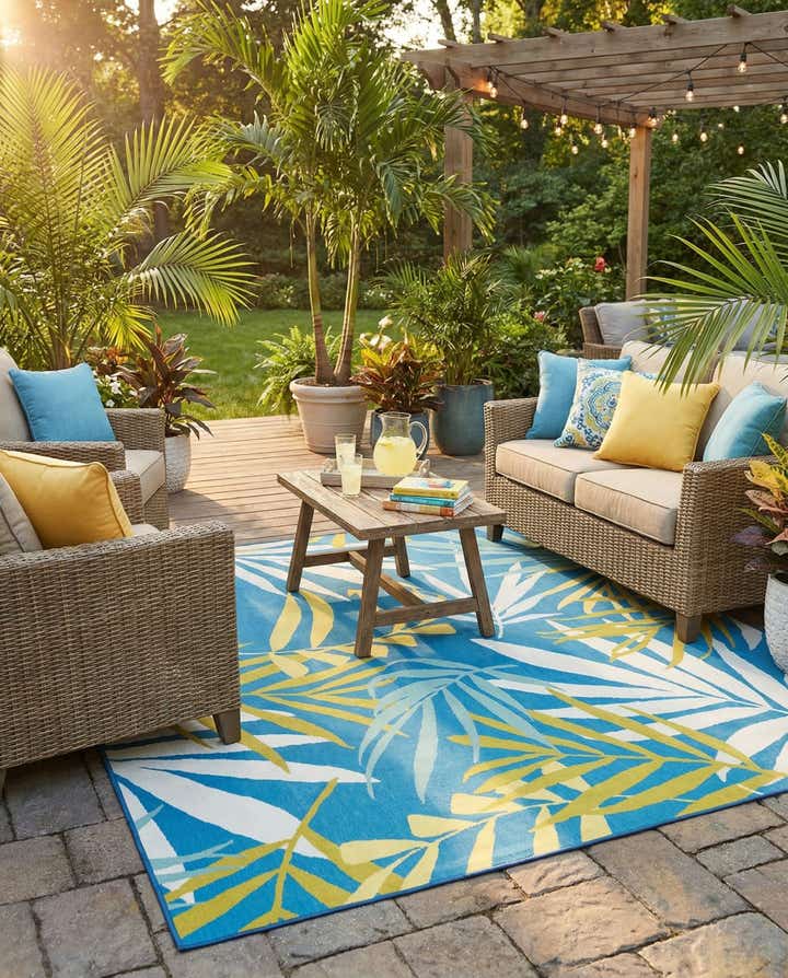 7' 10 x 7' 10 Easy-Clean Jill Zarin Caribbean Indoor / Outdoor Square Rug