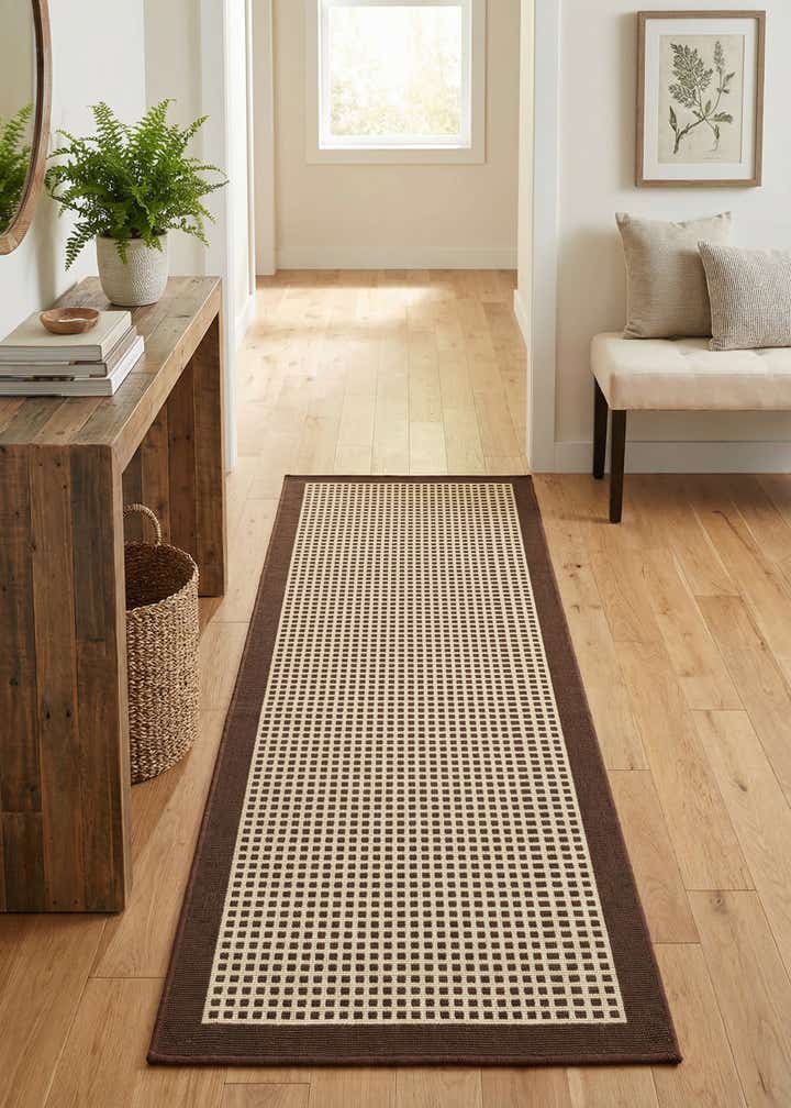 2' x 5' Easy-Clean Border Indoor / Outdoor Runner Rug