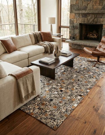 5' x 8' Cowhide Leather Rug