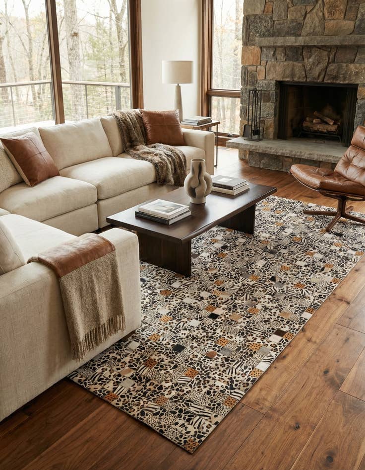 Detail image of 5' x 8' Cowhide Leather Rug