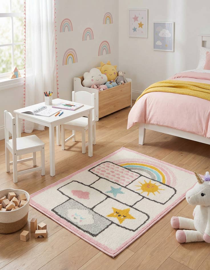 Detail image of 2' 2 x 3' Hopscotch Whimsy Kids Rug
