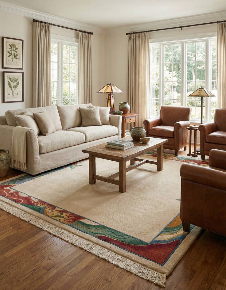 Detail image of  6' 7 x 6' 8  Hand Knotted Nepal Wool Square Rug