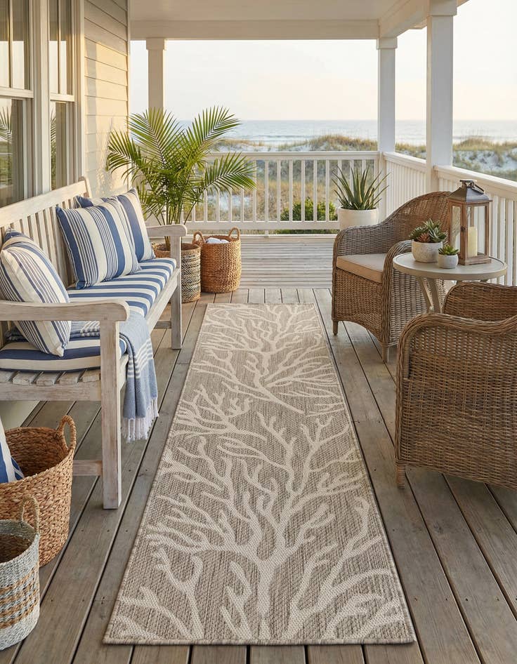 Detail image of 2' x 8'  Washable Coastal Indoor / Outdoor Runner Rug