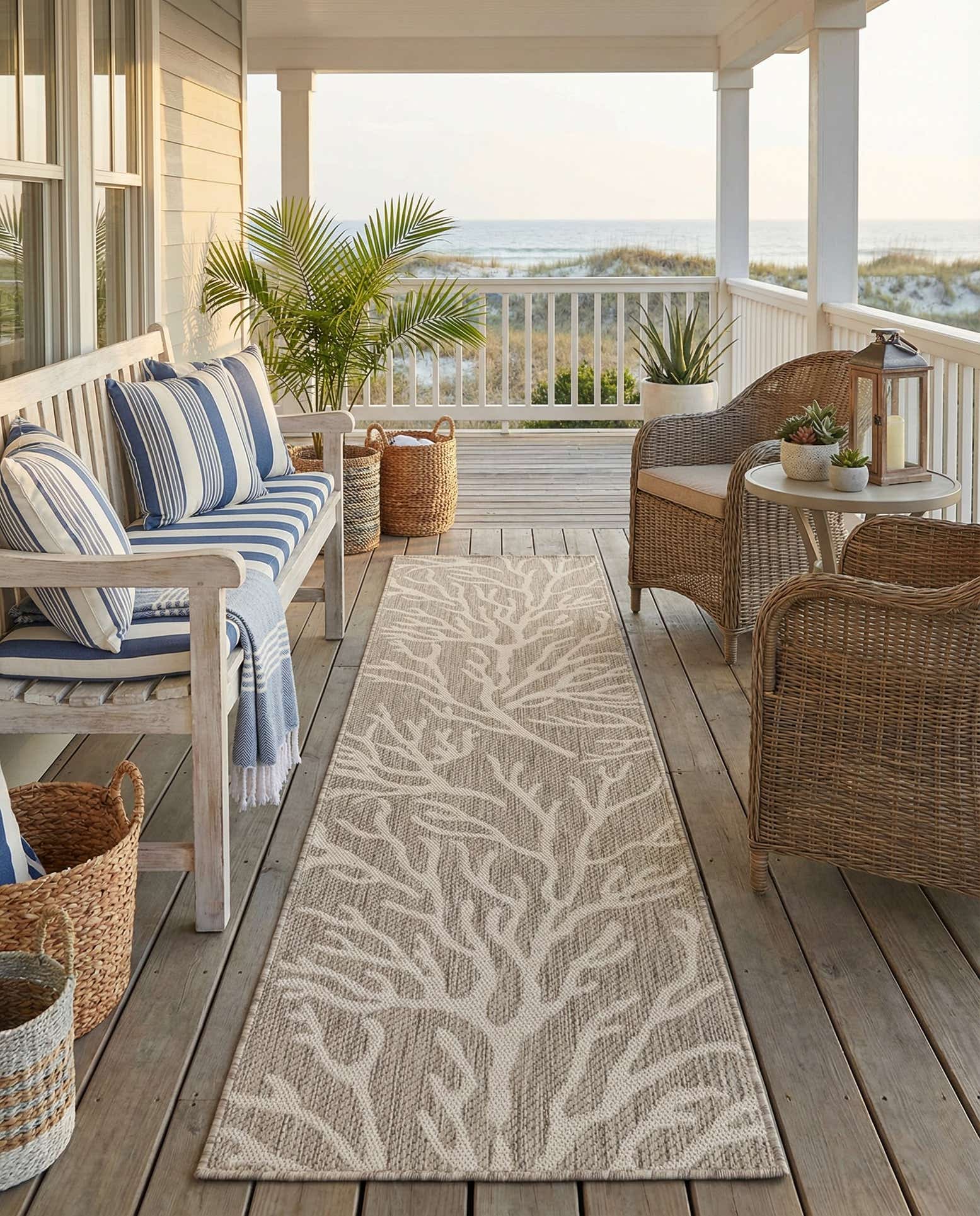 2' x 8' Easy-Clean Coastal Indoor / Outdoor Runner Rug