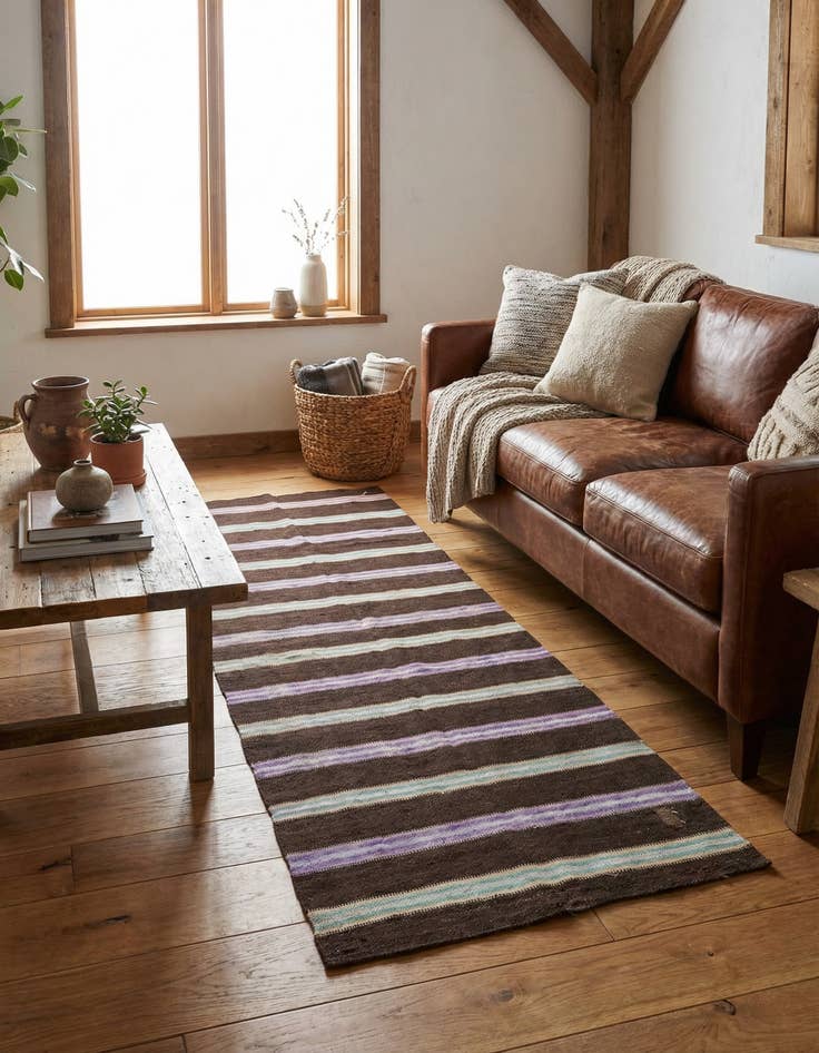 Detail image of 4' 1 x 7' 8  Hand Woven Kilim Maymana Wool Rug