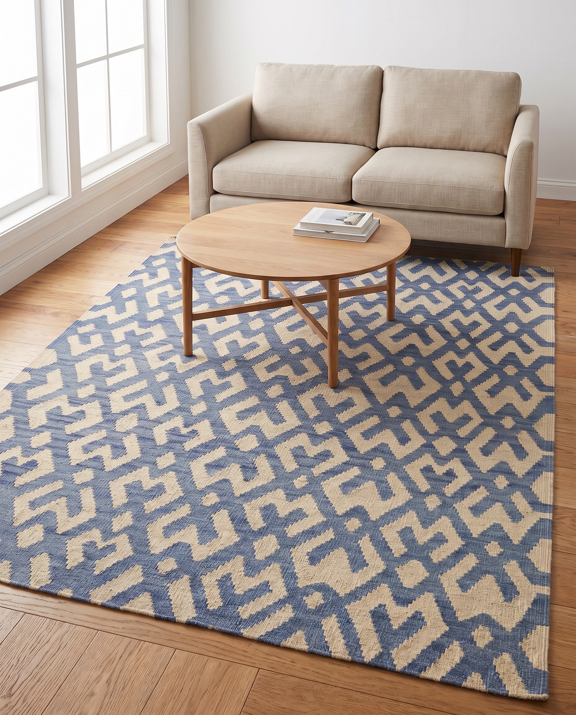 4' 6 x 5' 9 Hand Woven Kilim Modern Wool Rug