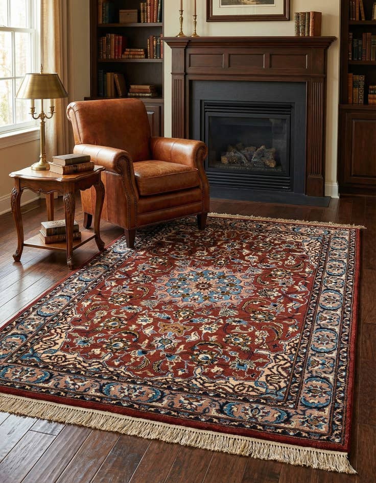 Detail image of 4' x 5' 10 Hand Knotted Kashan Oriental Wool Rug