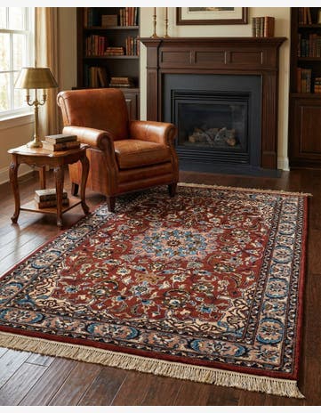 4' x 5' 10 Hand Knotted Kashan Oriental Wool Rug