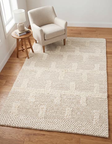 Ivory Hand Woven Lana New Zealand Wool Rug