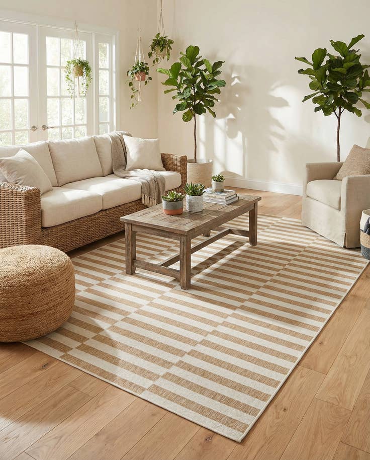 Detail image of 7' x 10' Easy-Clean Striped Indoor / Outdoor Rug