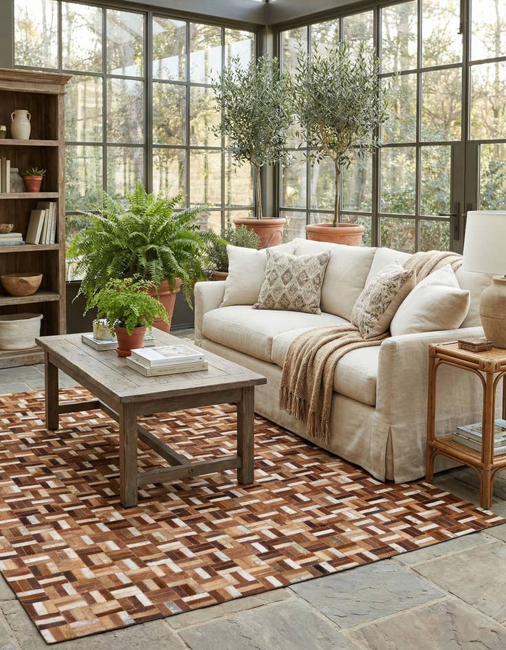 Detail image of 5' x 8' Cowhide Stocks Rug