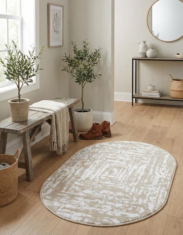 White Bone Hermitage Oval Rug