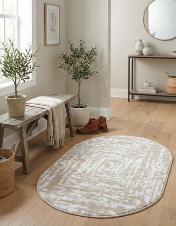 White Bone Hermitage Oval Rug