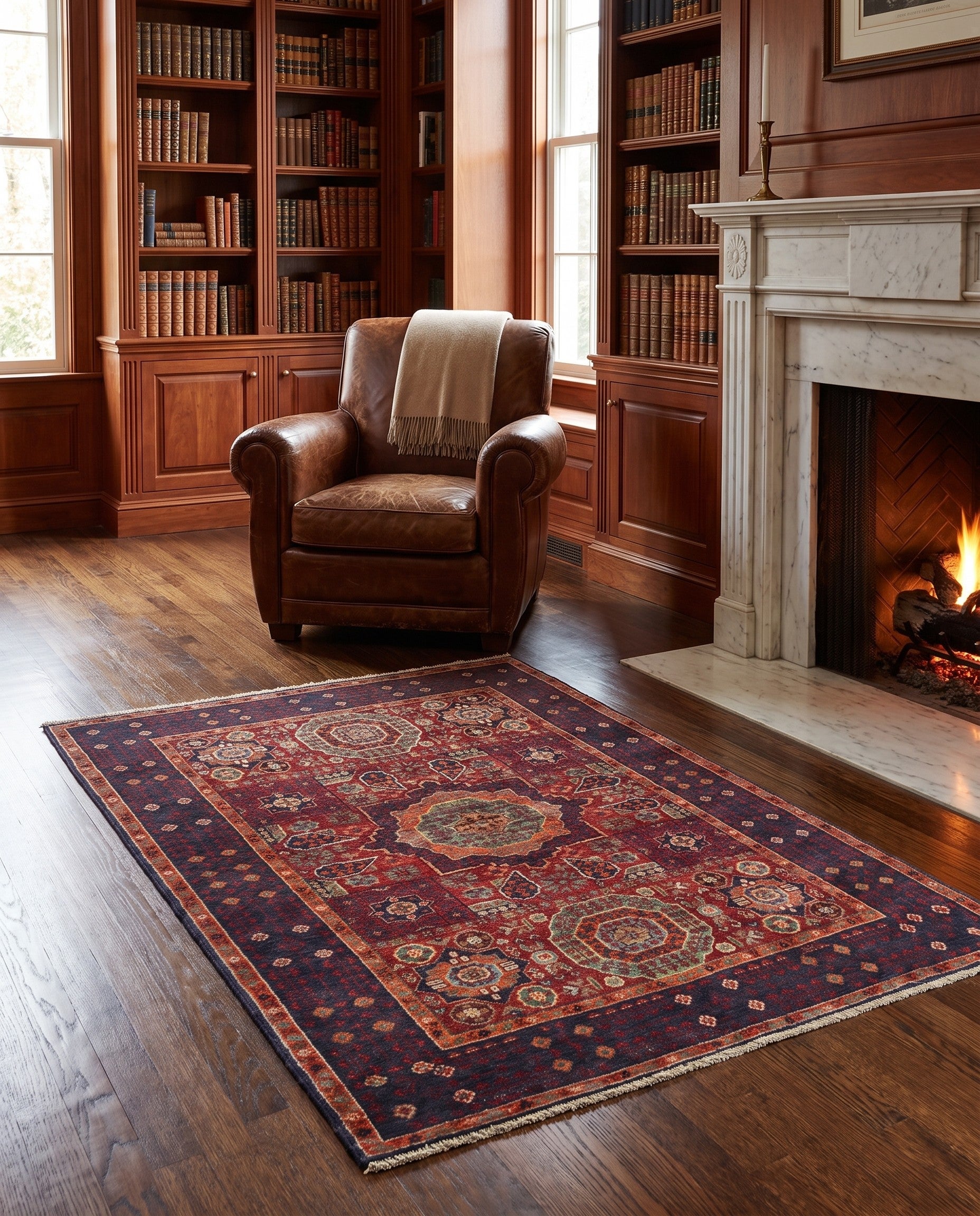 3' 5 x 4' 10 Hand Knotted Mamluk Ziegler Rug