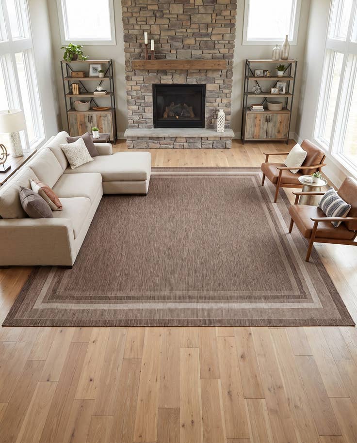 Detail image of 12' x 12' Easy-Clean Border Indoor / Outdoor Square Rug