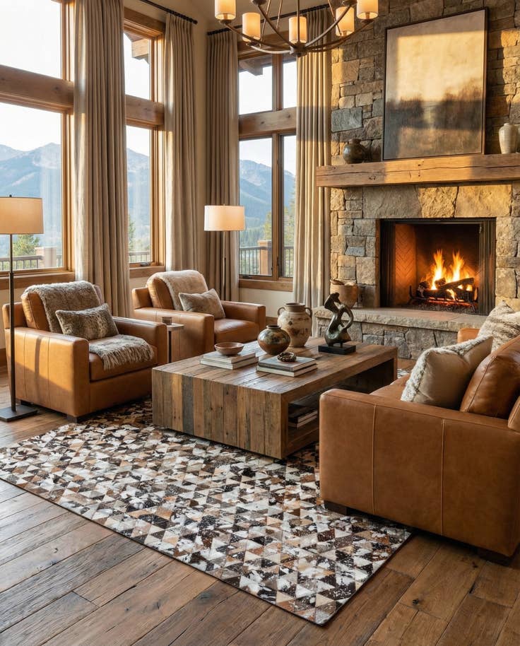 Detail image of 8' 1 x 9' 9 Cowhide Stocks Rug