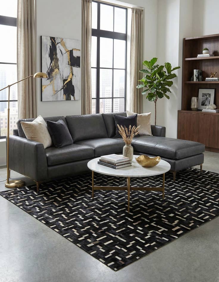 Detail image of 8' x 10' Cowhide Leather Rug