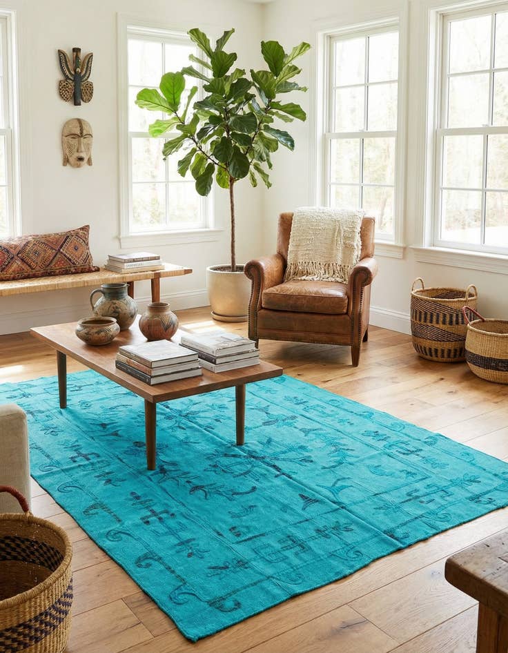 Detail image of 5' 4 x 7' 7  Hand Woven Kilim Suzani Wool Rug