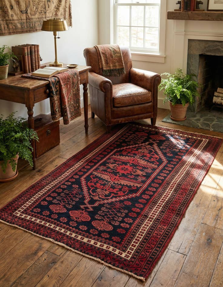 Detail image of 3' 7 x 6' Hand Knotted Balouch Oriental Wool Rug