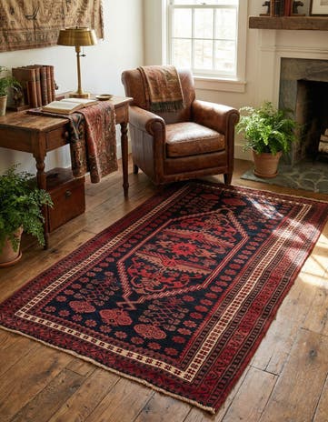 3' 7 x 6' Hand Knotted Balouch Oriental Wool Rug