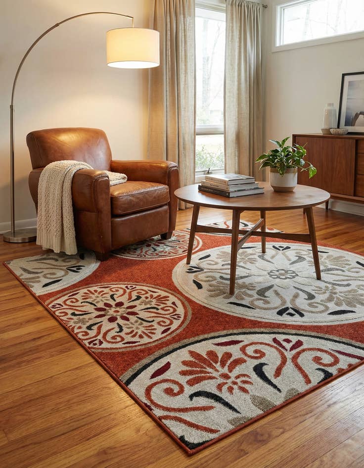 Detail image of 6' x 6'  Washable Modern Indoor / Outdoor Square Rug