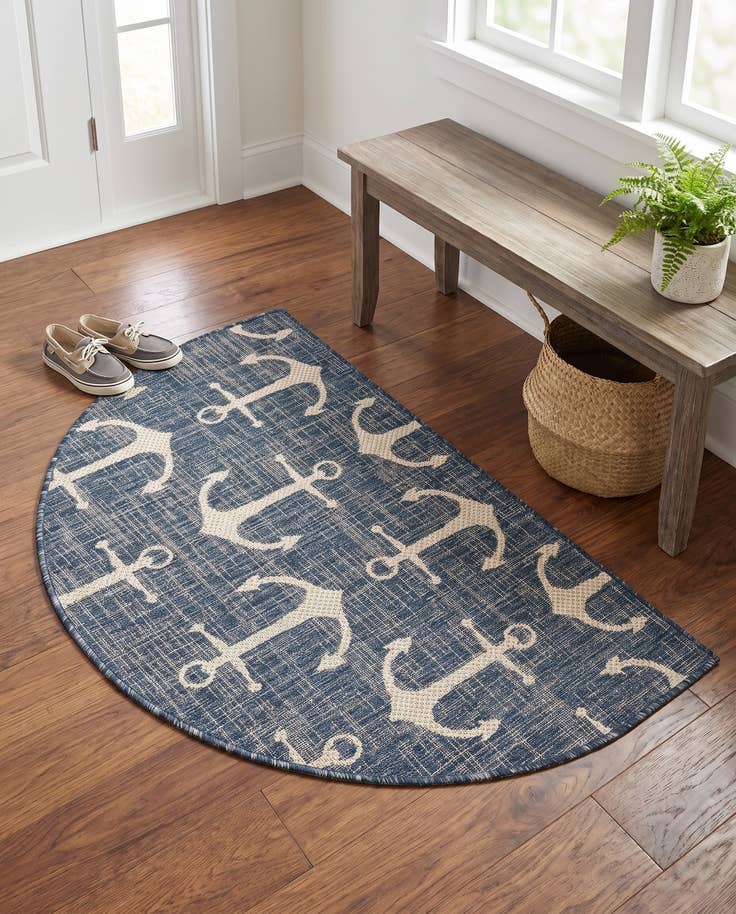 Detail image of 2' 7 x 4' Easy-Clean Coastal Indoor / Outdoor Hearth Rug