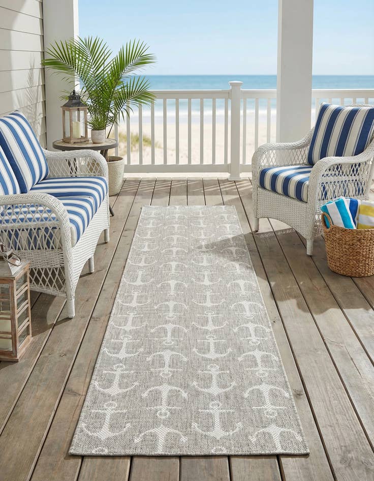 Detail image of 2' 7 x 12'  Washable Coastal Indoor / Outdoor Runner Rug