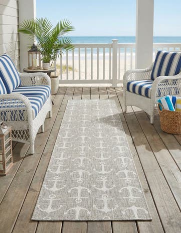 2' 7 x 12' Easy-Clean Coastal Indoor / Outdoor Runner Rug
