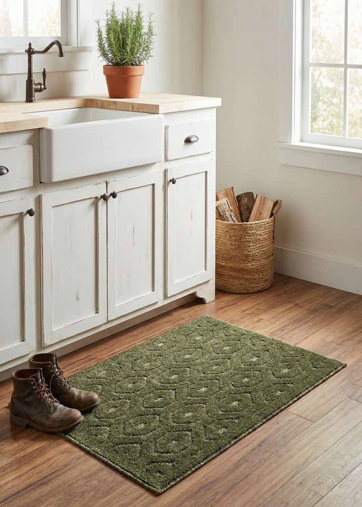2' x 3' Easy-Clean Trellis Textured Indoor / Outdoor Rug