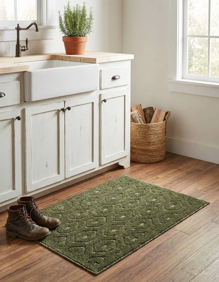 Detail image of 2' x 3'  Washable Trellis Textured Indoor / Outdoor Rug