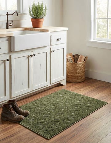 2' x 3' Easy-Clean Trellis Textured Indoor / Outdoor Rug