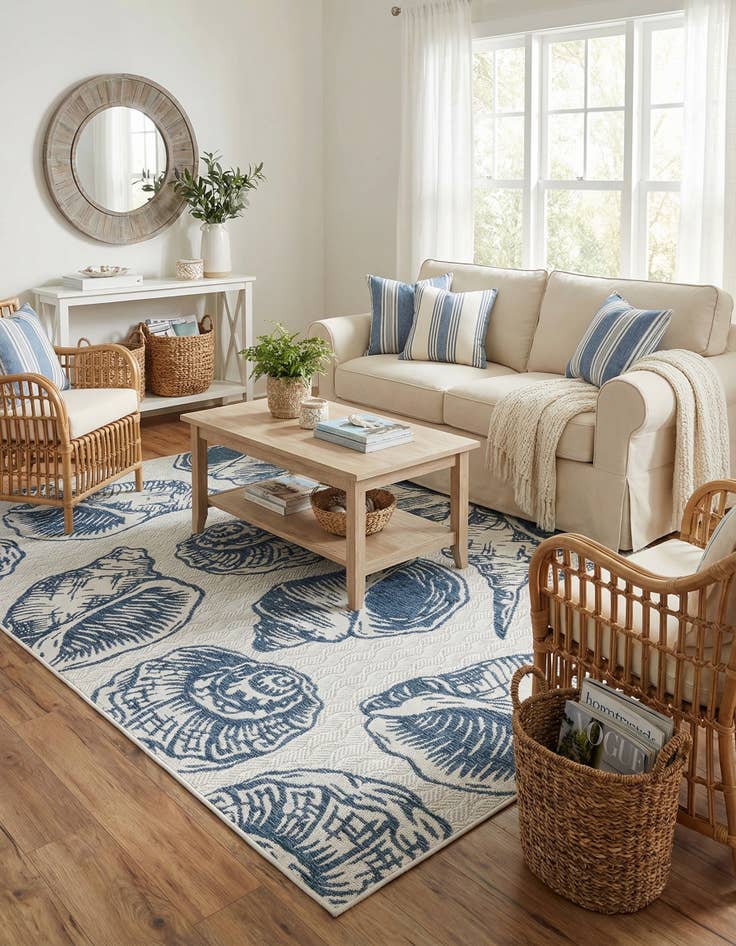 Detail image of  6' x 9'  Washable Coastal Indoor / Outdoor Rug