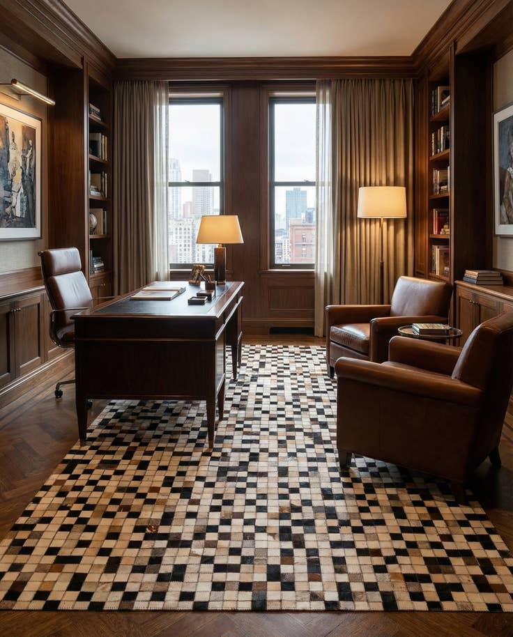 Detail image of 5' x 7' 10 Cowhide Leather Rug