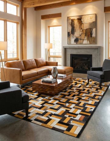5' 2 x 8' Cowhide - Patchwork Rug