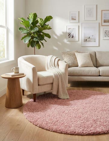 Pink Zermatt Shag Round Rug