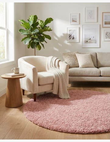 Pink Zermatt Shag Round Rug