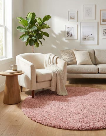 Pink Zermatt Shag Round Rug