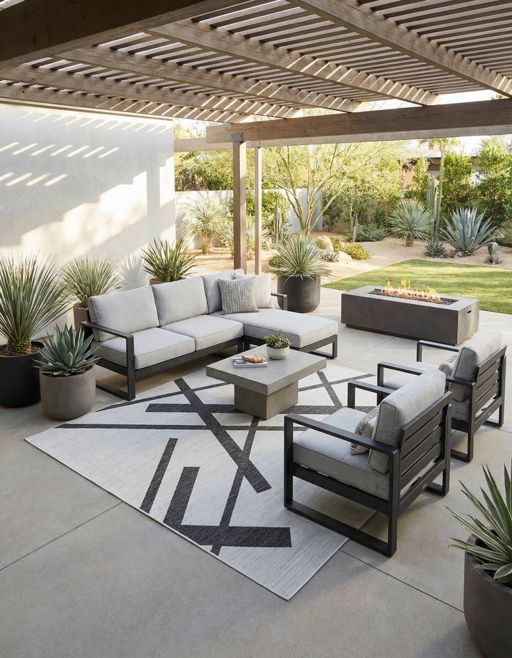 Detail image of 12' x 12'  Washable Modern Indoor / Outdoor Square Rug