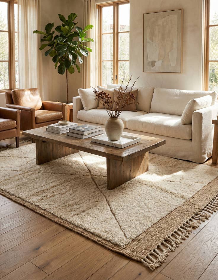 Detail image of 5' 6 x 8'  Hand Knotted Moroccan Wool Rug