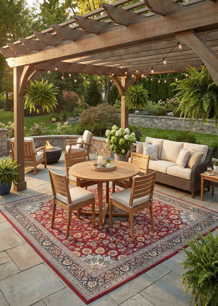 10' x 10' Easy-Clean Traditional Indoor / Outdoor Square Rug