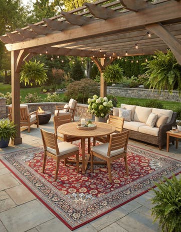 10' x 10' Easy-Clean Traditional Indoor / Outdoor Square Rug