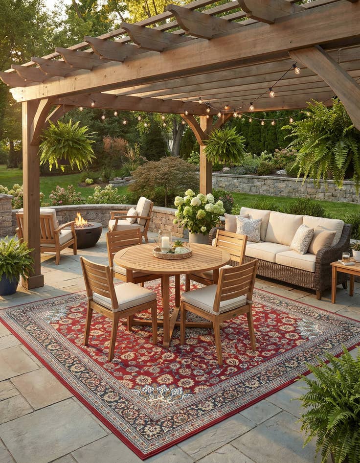 Detail image of 10' x 10'  Washable Traditional Indoor / Outdoor Square Rug